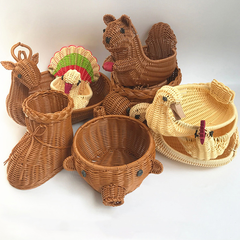 Food Snacks Basket - Rattan Woven Fruit Basket Cute Shape