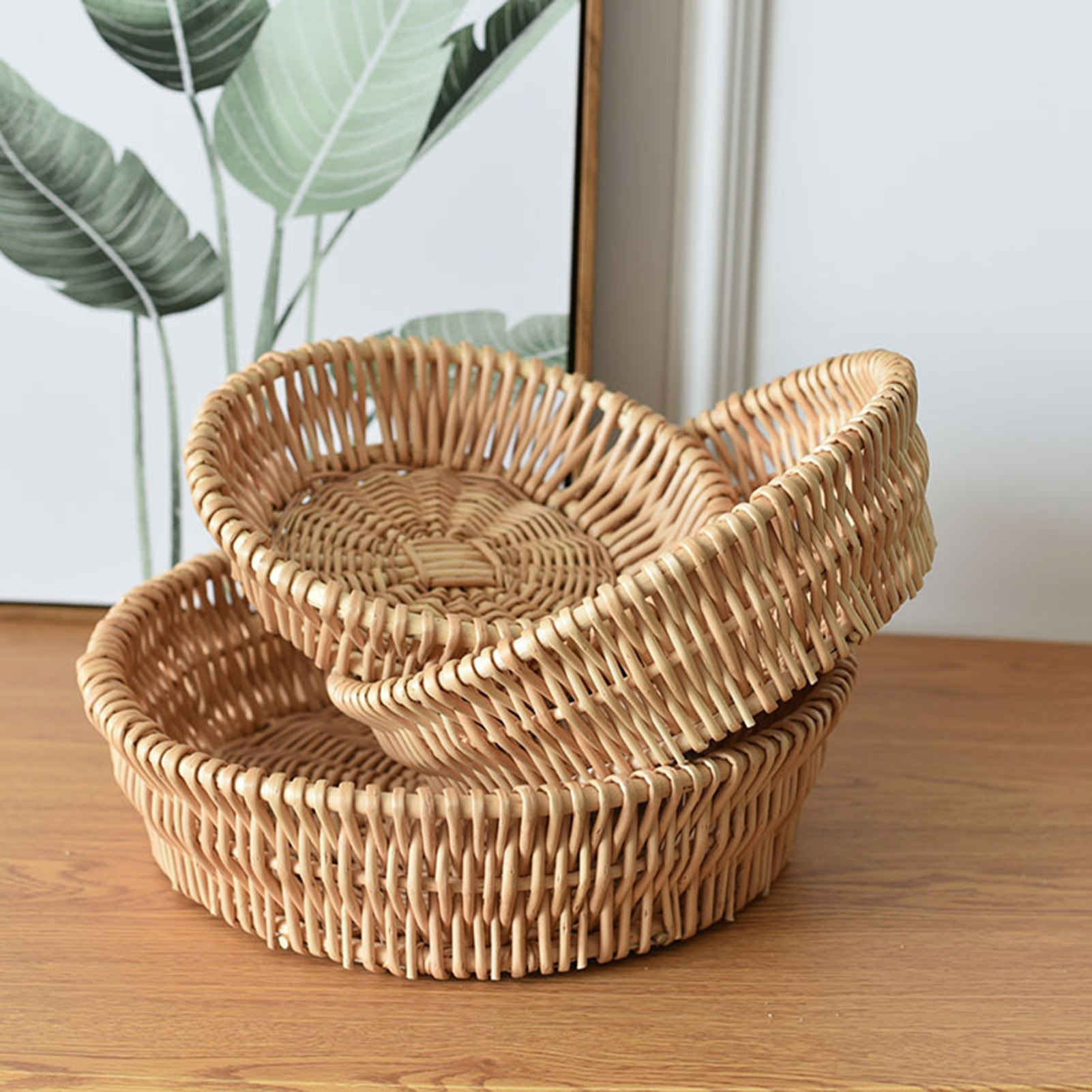 Food Snacks Basket - Imitation Rattan Candy Snacks Storage Basket