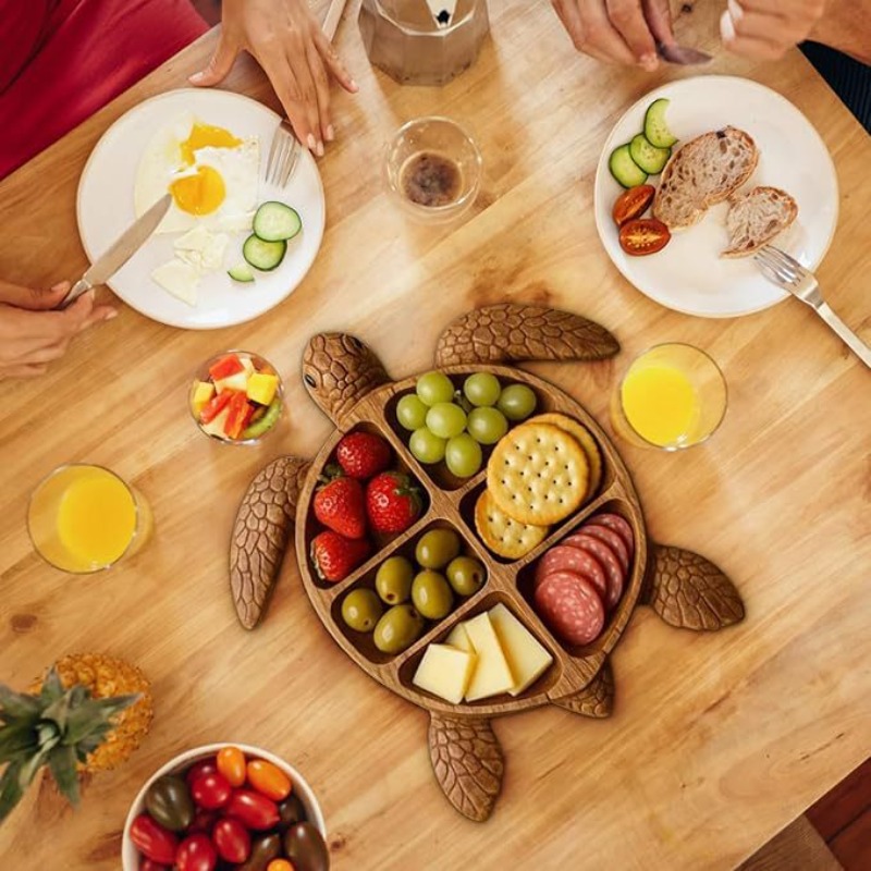 Food Snacks Items - Wooden Octopus Serving Tray, Multi-functional Cooked