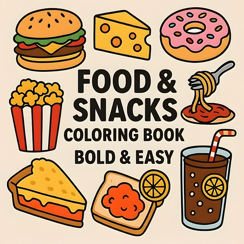 Food Snacks Drawing - Thick Food & Snack Themed Coloring