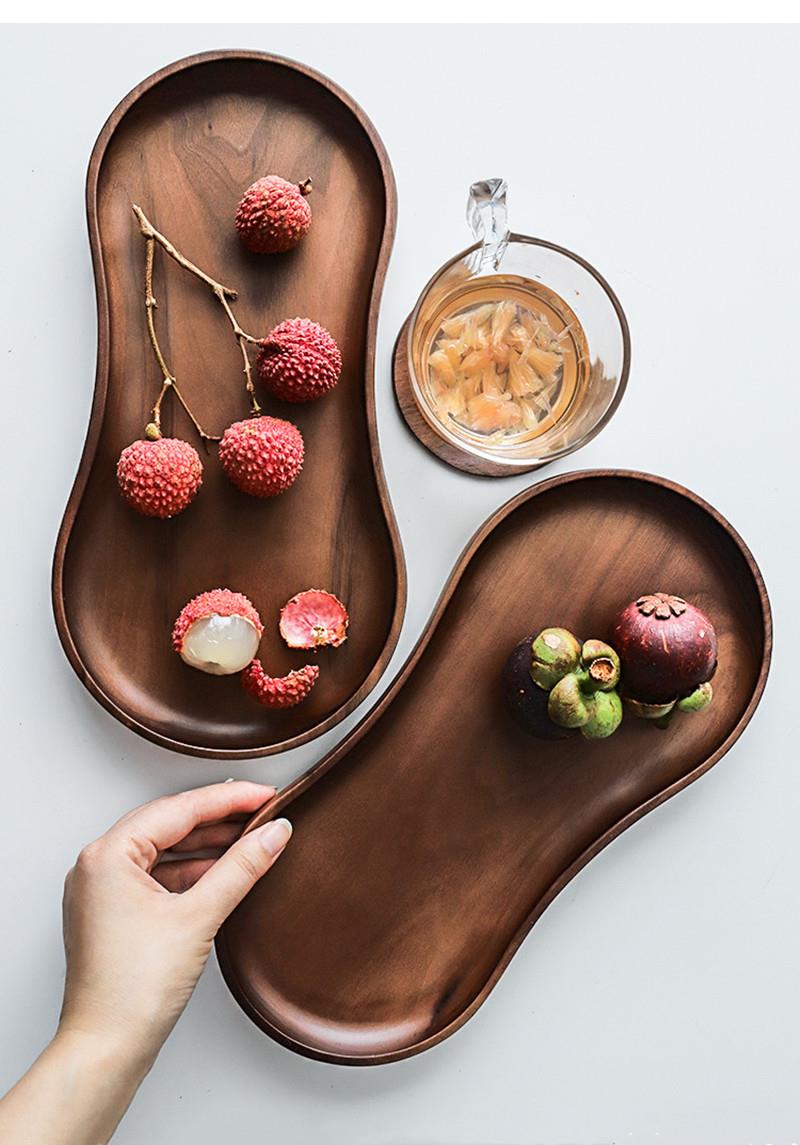 Food Snacks Items - Black Walnut Pure Solid Wood Tray