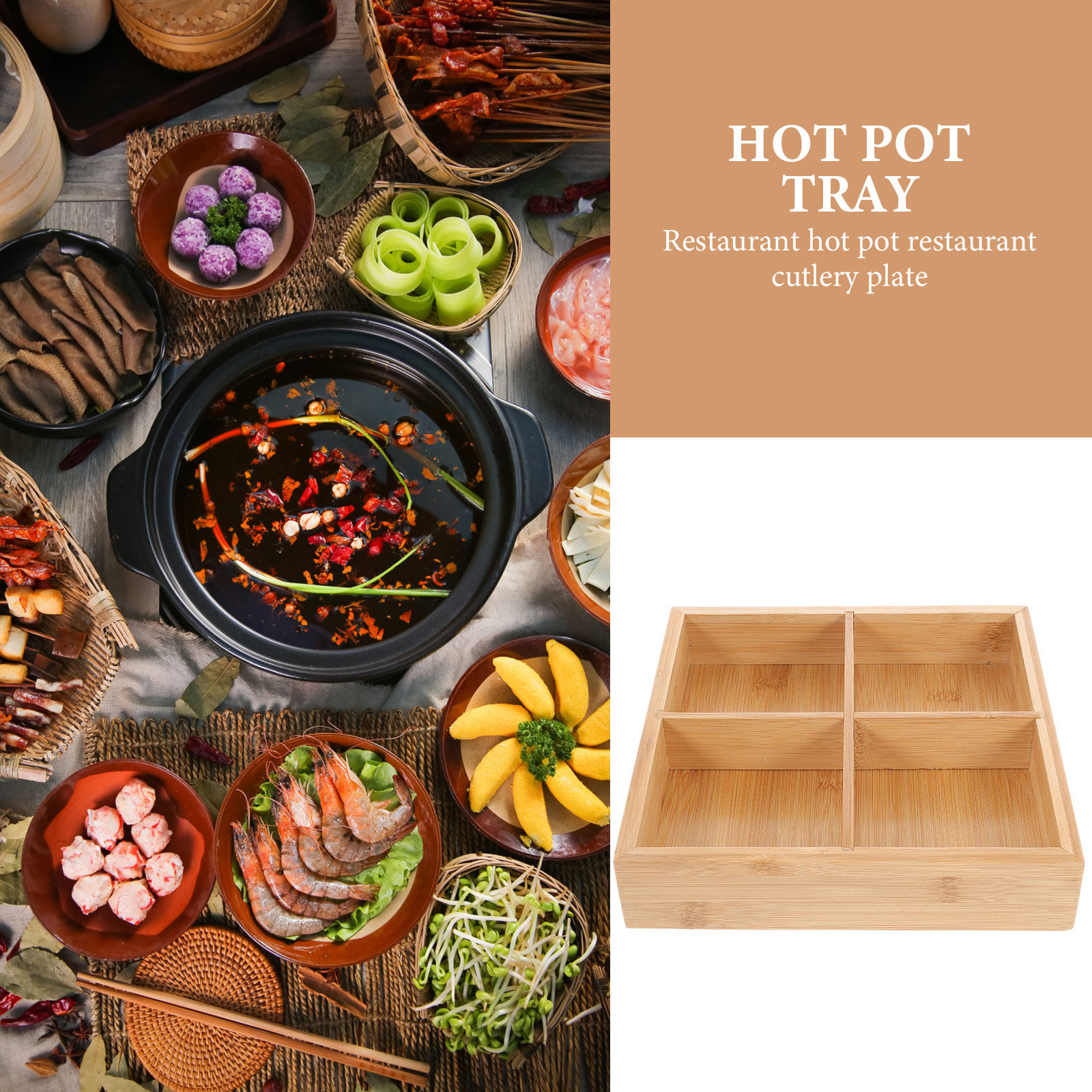 Bamboo Serving Tray with 6 Com - Food Snacks For Party review and price