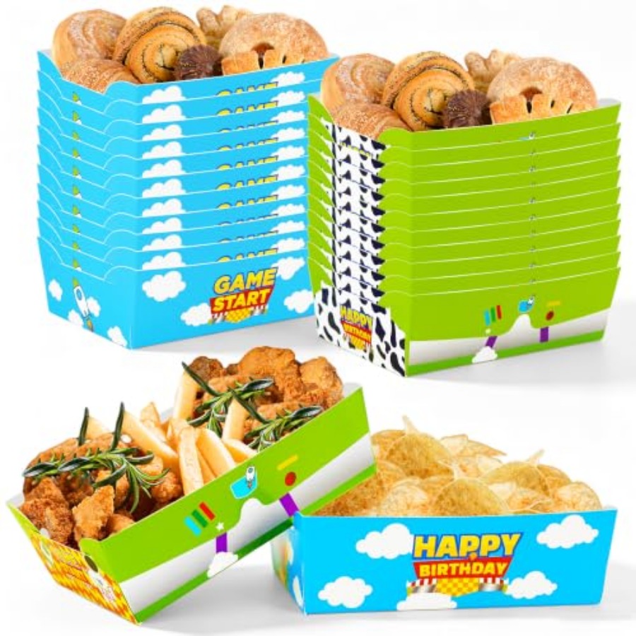 24 Pcs Cartoon Paper Food Tray - Food Snacks For Party review and price