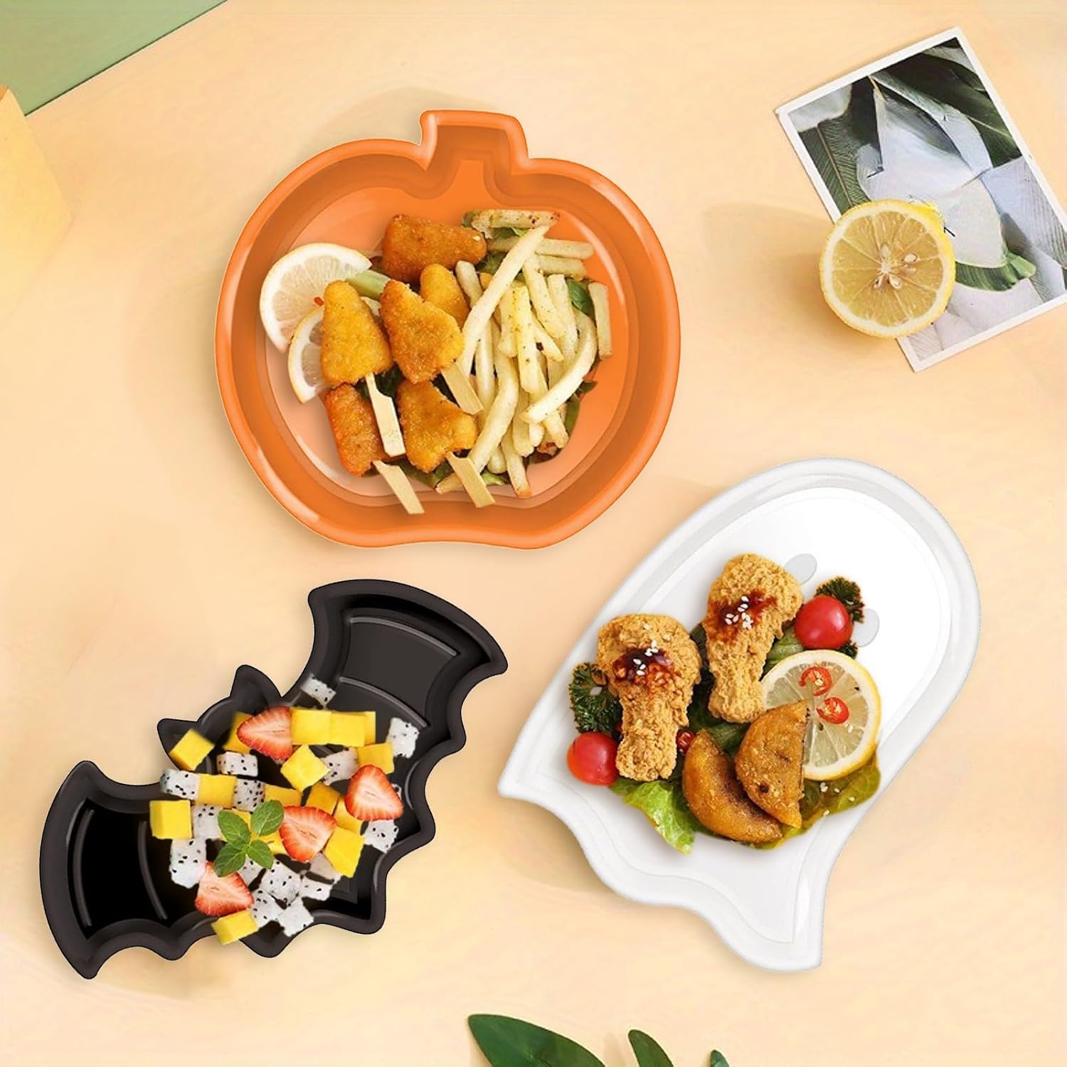 Reusable Halloween Plates Set  - Food Snacks For Party review and price