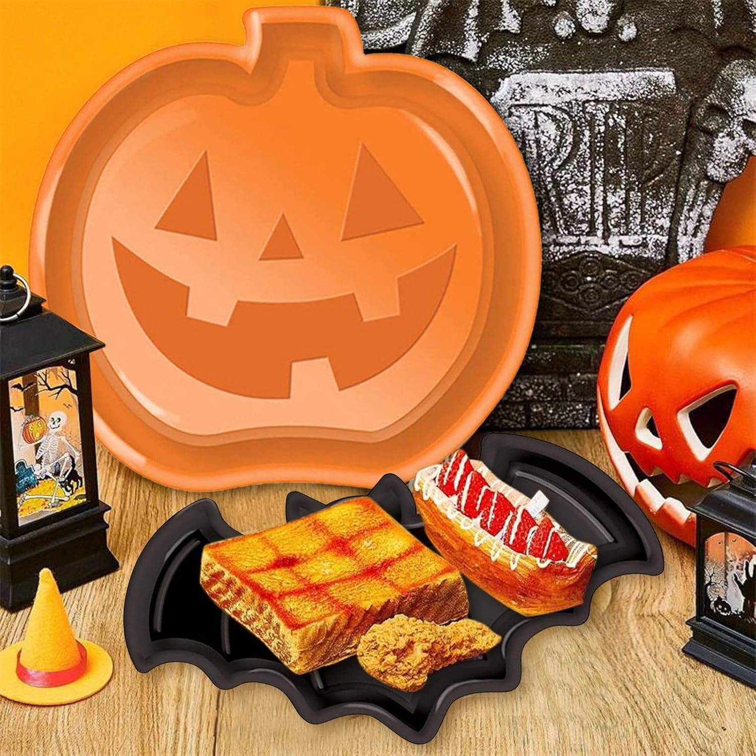 Reusable Halloween Plates Set  - Food Snacks For Party review and price