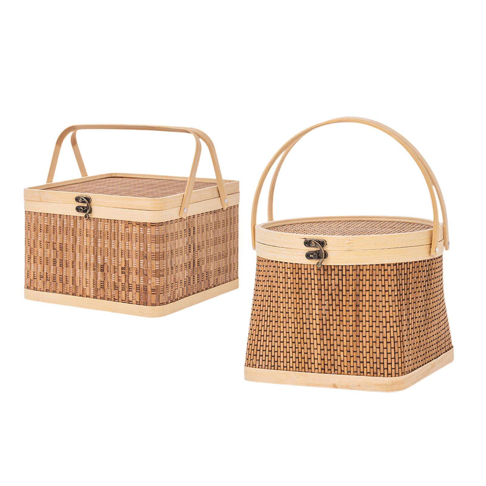 Portable Woven Bamboo Basket w - Food Snacks Basket review and price