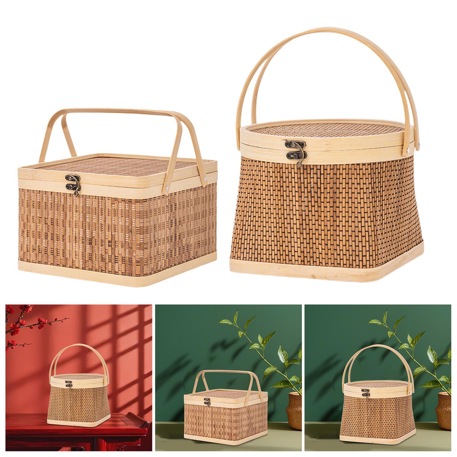 Portable Woven Bamboo Basket w - Food Snacks Basket review and price