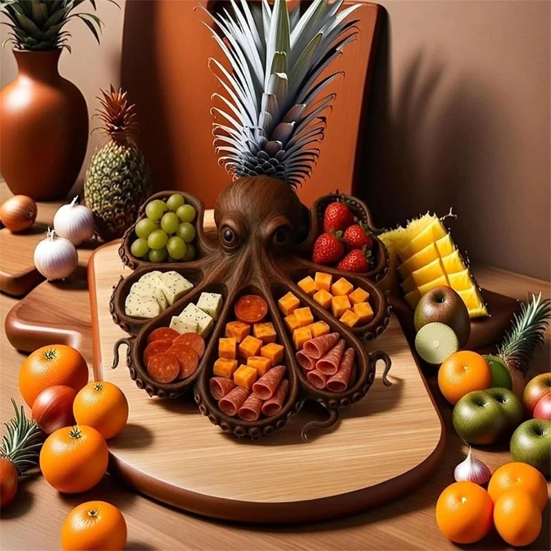 Wooden Octopus Serving Tray, M - Food Snacks Items review and price